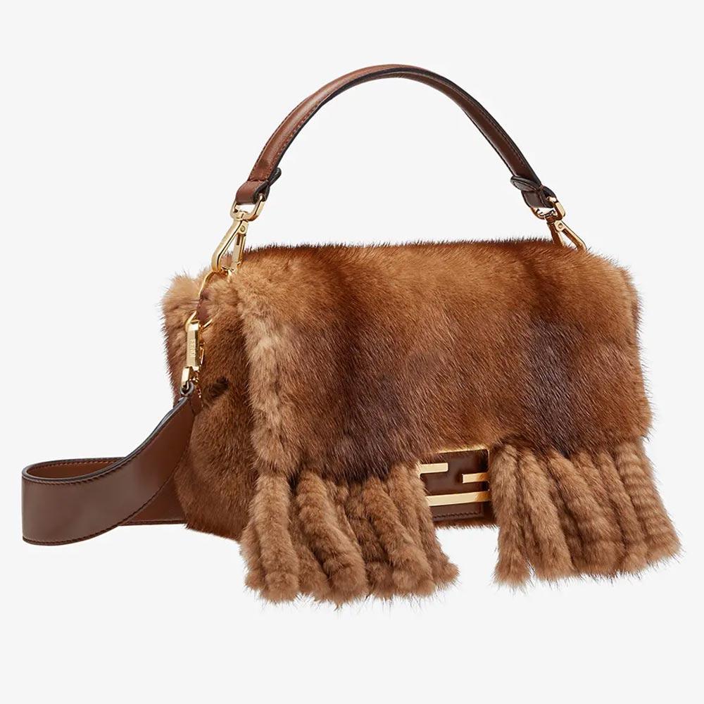 Fendi BAGUETTE Natural Mink Bag With Fringing product photo – Pods & Beats