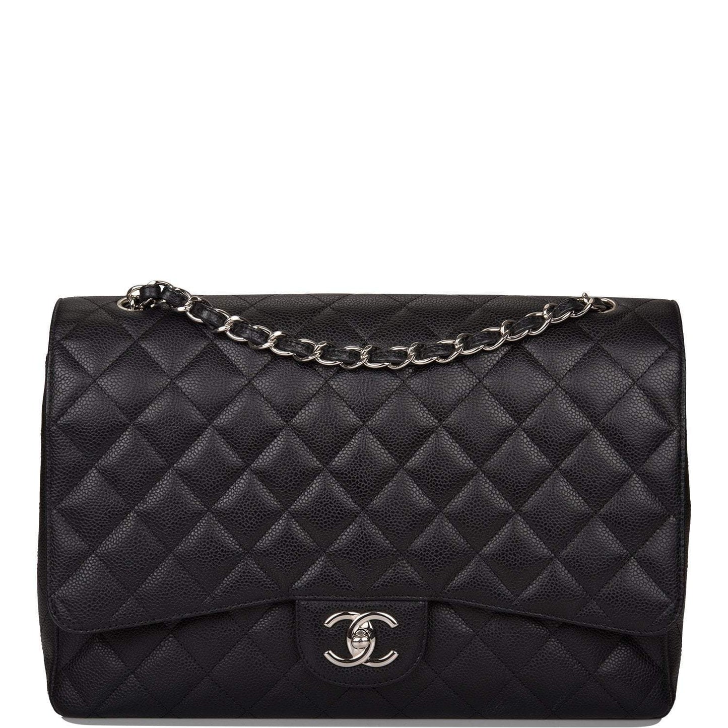 Chanel Chanel Black Quilted Caviar Maxi Classic Double Flap Bag Silver Hardware product photo – Pods & Beats