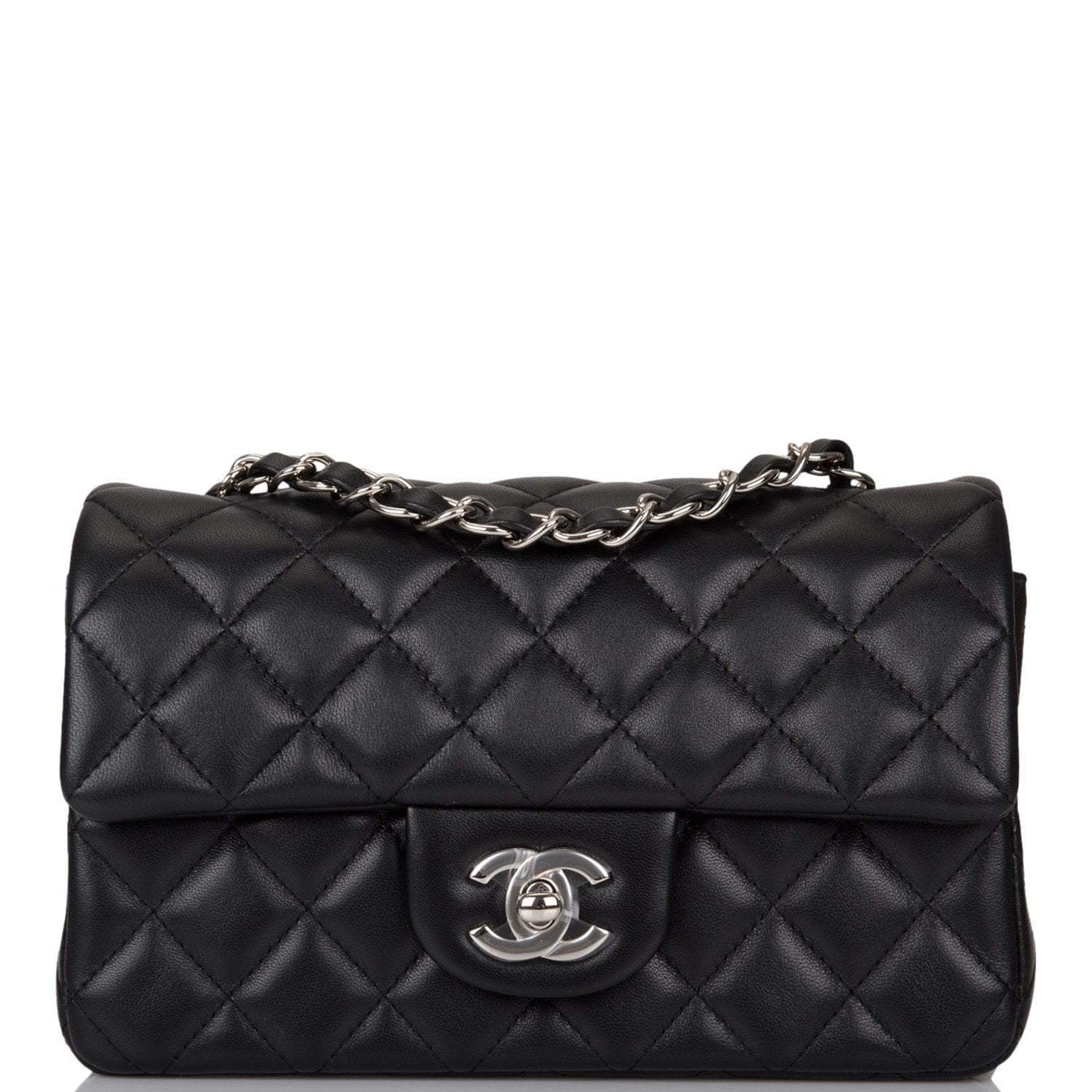 Chanel Chanel Black Quilted Lambskin Rectangular Mini Classic Flap Bag Silver Hardware product photo – Pods & Beats