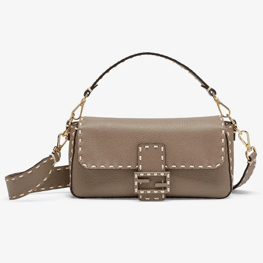 Fendi BAGUETTE Grey Full Grain Leather Bag product photo – Pods & Beats