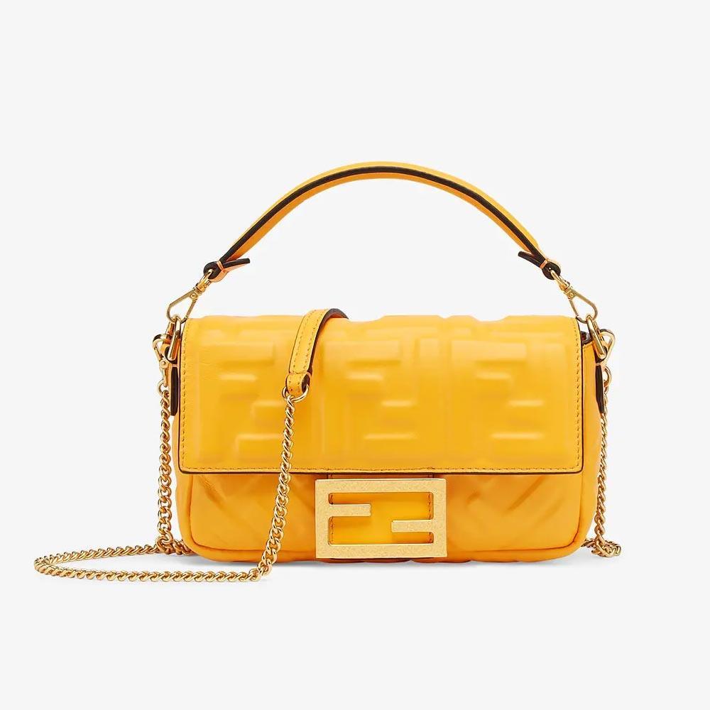 Fendi BAGUETTE Orange Nappa Leather Bag Featuring The FF Motif product photo – Pods & Beats