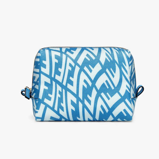 Fendi BEAUTY POUCH SMALL Light Blue Canvas Toiletry Case product photo – Pods & Beats