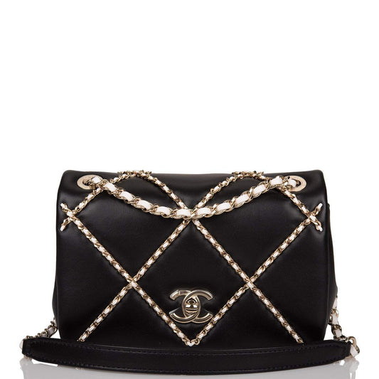 Chanel Chanel Entwined Chain Small Flap Bag Black Lambskin Light Gold Hardware product photo – Pods & Beats