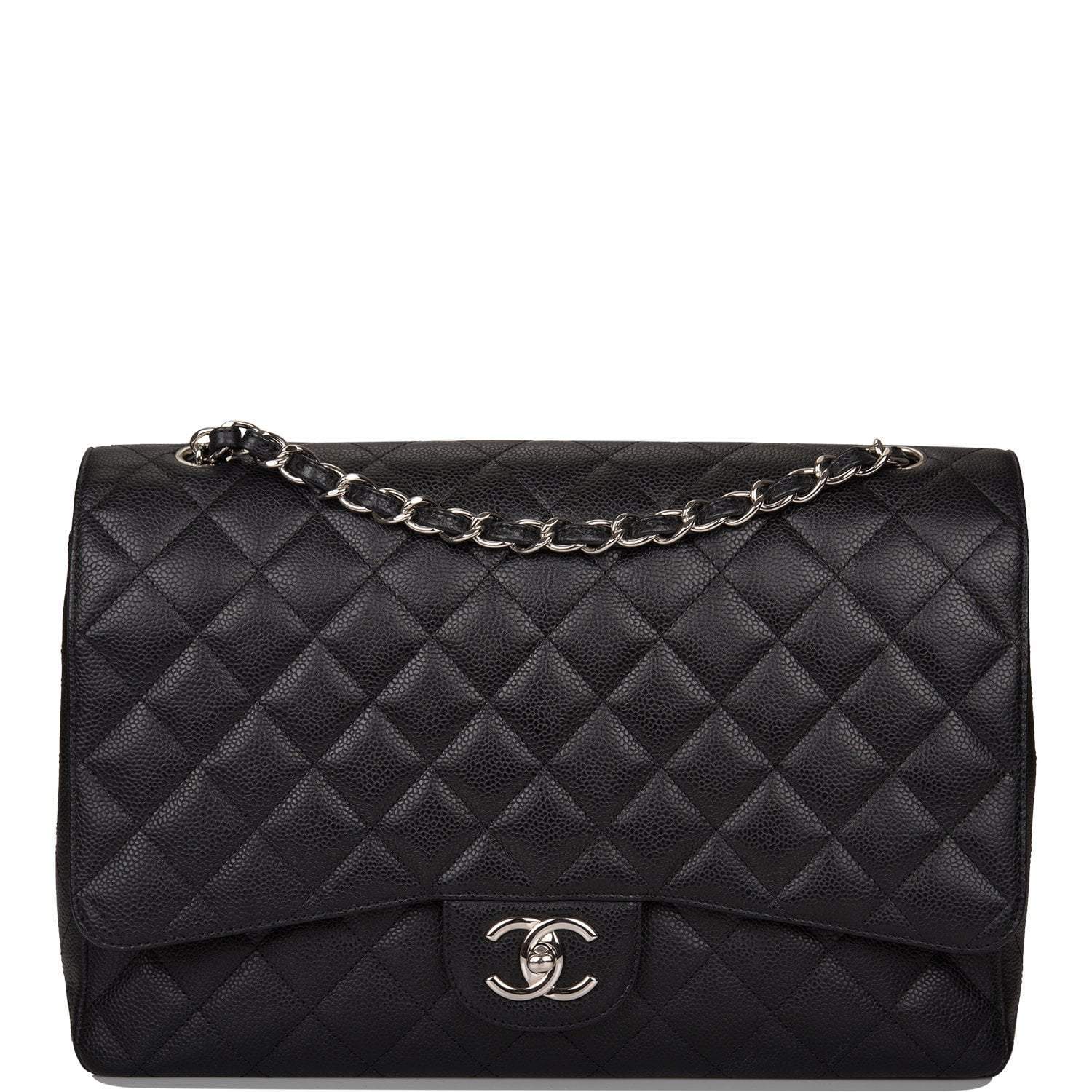 Chanel Chanel Black Quilted Caviar Maxi Classic Double Flap Bag Silver Hardware product photo – Pods & Beats