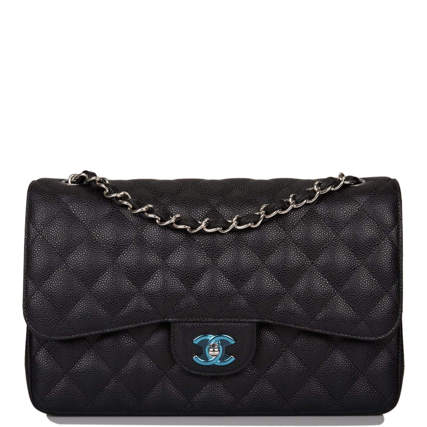 Chanel Chanel Black Quilted Caviar Jumbo Classic Double Flap Bag Silver Hardware product photo – Pods & Beats