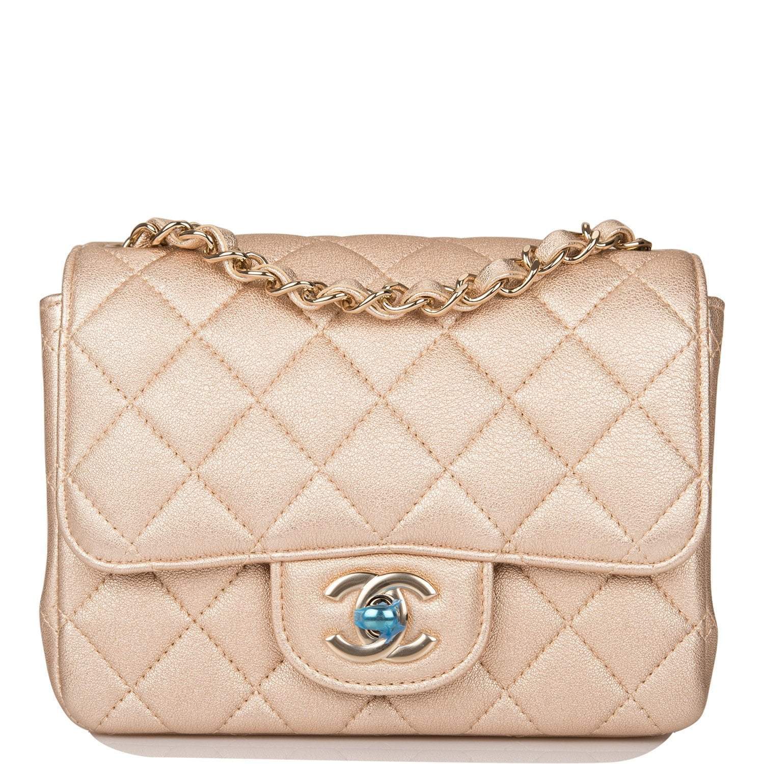 Chanel Chanel Gold Metallic Quilted Lambskin Square Mini Classic Flap Bag Light Gold Hardware product photo – Pods & Bea