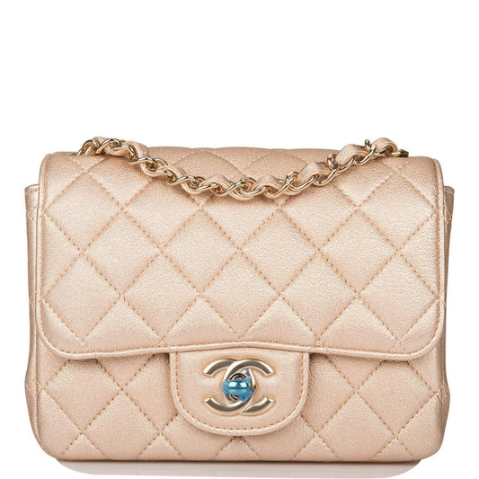 Chanel Chanel Gold Metallic Quilted Lambskin Square Mini Classic Flap Bag Light Gold Hardware product photo – Pods & Bea