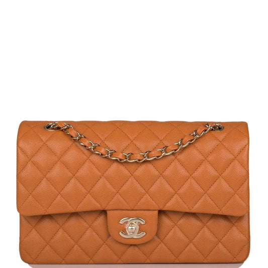 Chanel Chanel Caramel Brown Quilted Caviar Medium Classic Double Flap Bag Light Gold Hardware product photo – Pods & Bea