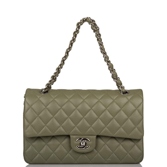 Chanel Chanel Green Quilted Lambskin Medium Classic Double Flap Bag Silver Hardware product photo – Pods & Beats