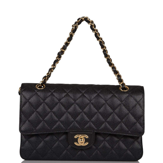 Chanel Chanel Black Quilted Caviar Medium Classic Double Flap Bag Gold Hardware product photo – Pods & Beats