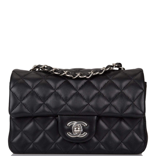 Chanel Chanel Black Quilted Lambskin Rectangular Mini Classic Flap Bag Silver Hardware product photo – Pods & Beats