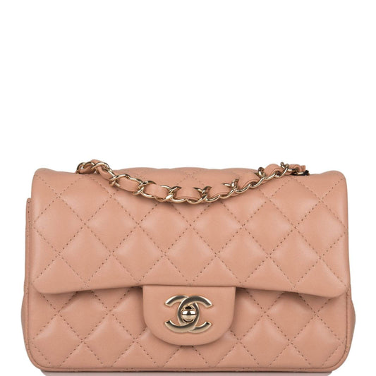 Chanel Chanel Beige Quilted Lambskin Rectangular Mini Classic Flap Bag Light Gold Hardware product photo – Pods & Beats