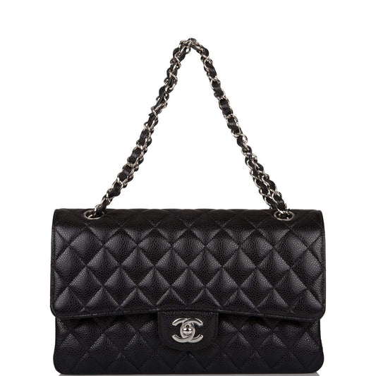 Chanel Chanel  Medium Classic Double Flap Bag Black Quilted Caviar Silver Hardware product photo – Pods & Beats