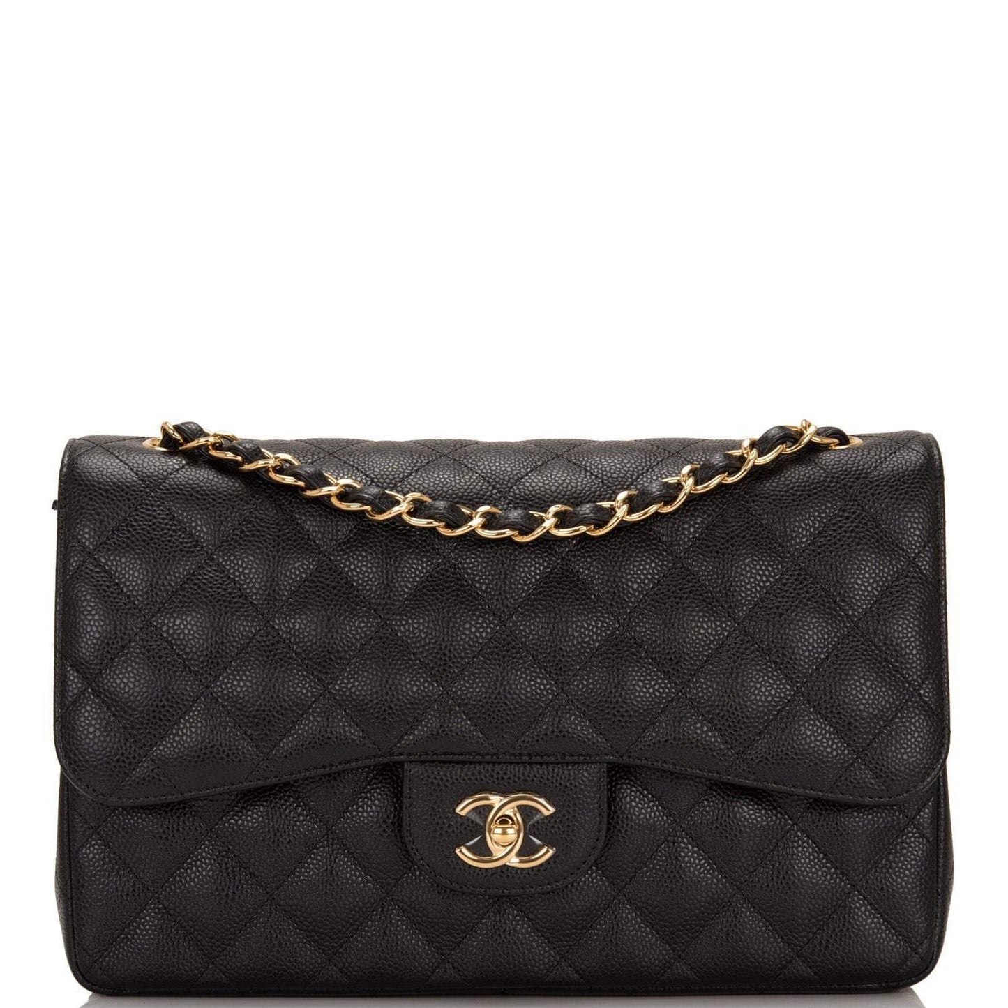 Chanel Chanel Black Quilted Caviar Jumbo Classic Double Flap Bag Gold Hardware product photo – Pods & Beats
