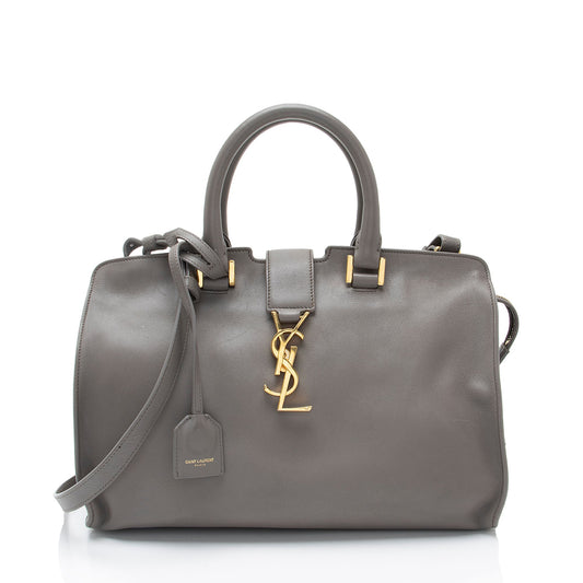 Saint Laurent Calfskin Monogram Cabas Downtown Small Satchel Handbag