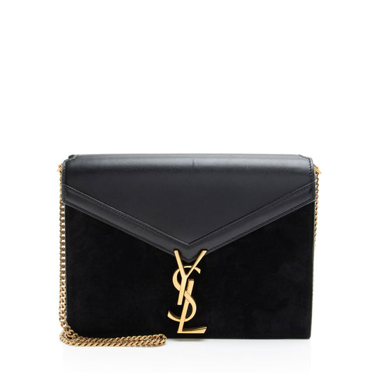 Saint Laurent Calfskin Suede Monogram Cassandra Medium Chain Bag