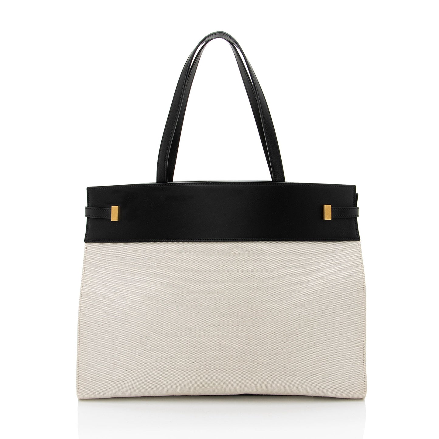 Saint Laurent Canvas Leather Manhattan Medium Satchel Handbag