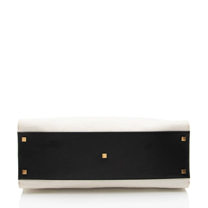 Saint Laurent Canvas Leather Manhattan Medium Satchel Handbag