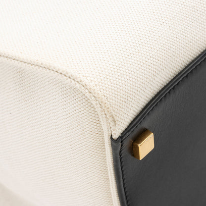 Saint Laurent Canvas Leather Manhattan Medium Satchel Handbag