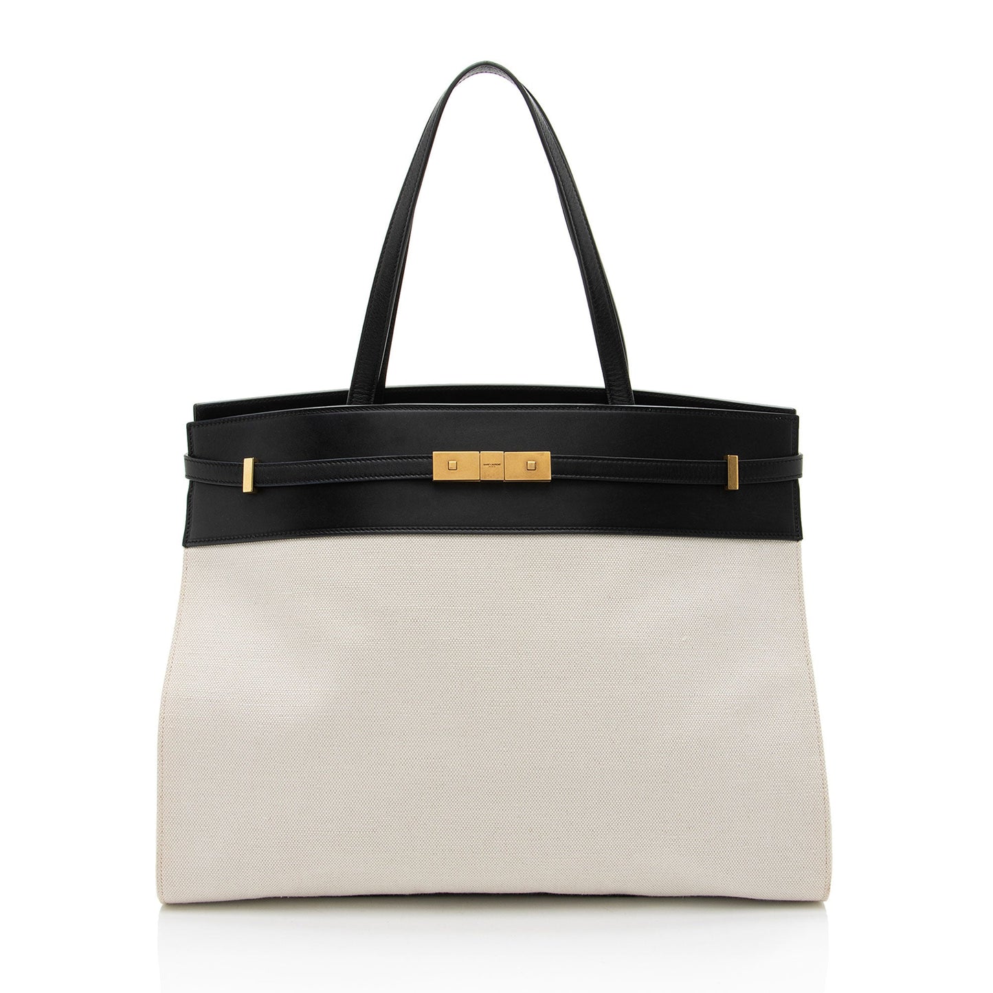 Saint Laurent Canvas Leather Manhattan Medium Satchel Handbag