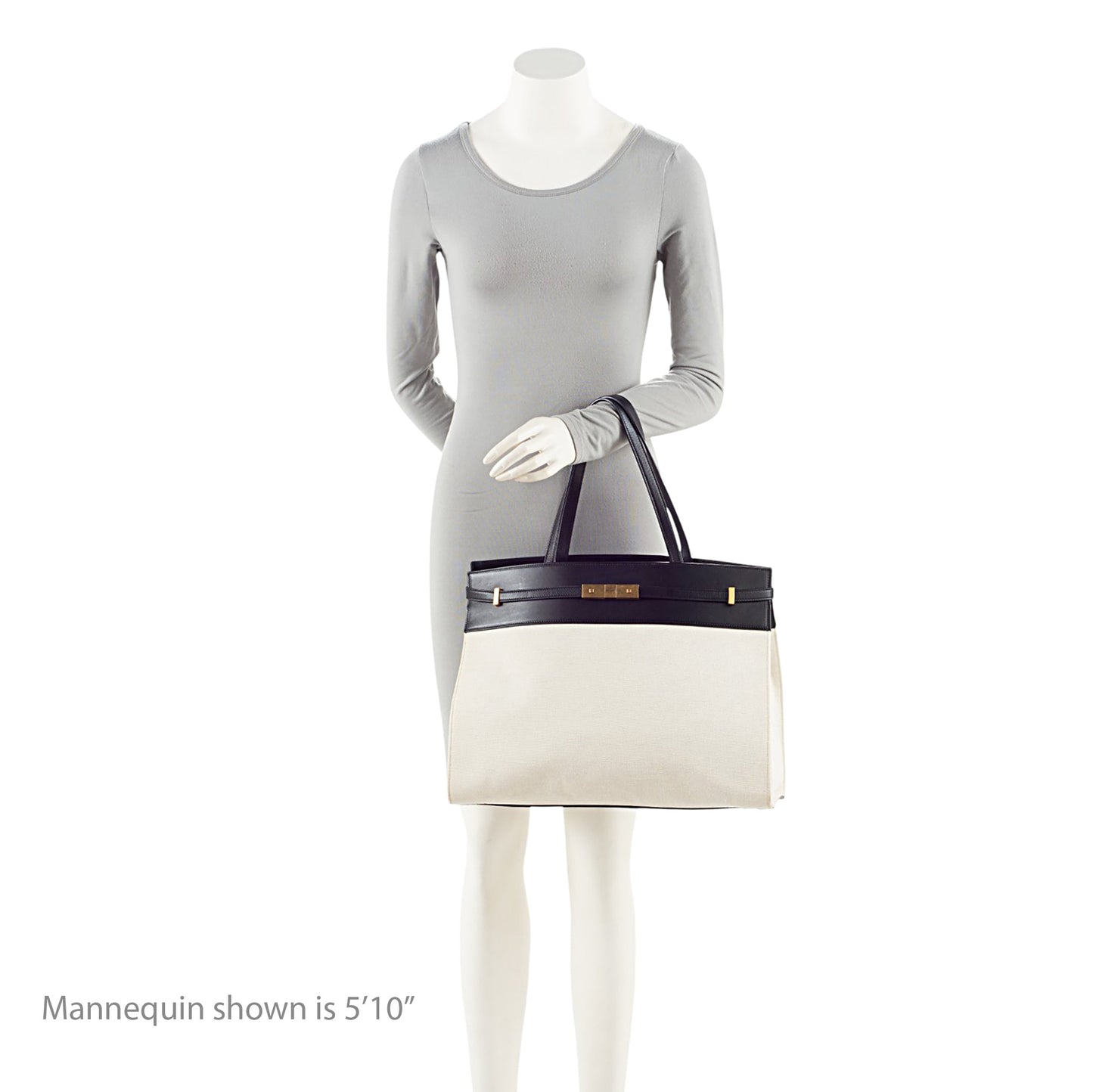 Saint Laurent Canvas Leather Manhattan Medium Satchel Handbag