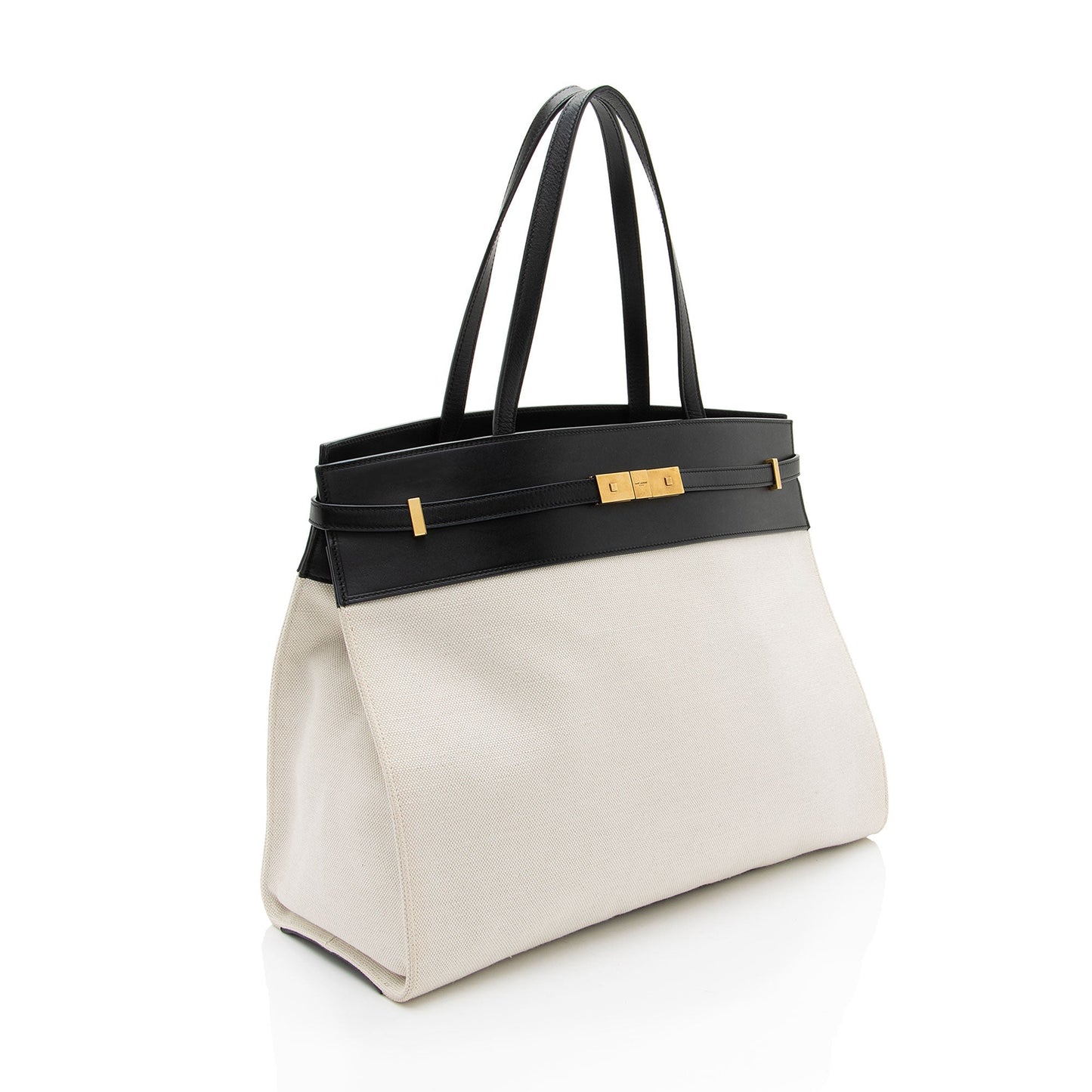 Saint Laurent Canvas Leather Manhattan Medium Satchel Handbag