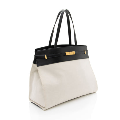 Saint Laurent Canvas Leather Manhattan Medium Satchel Handbag