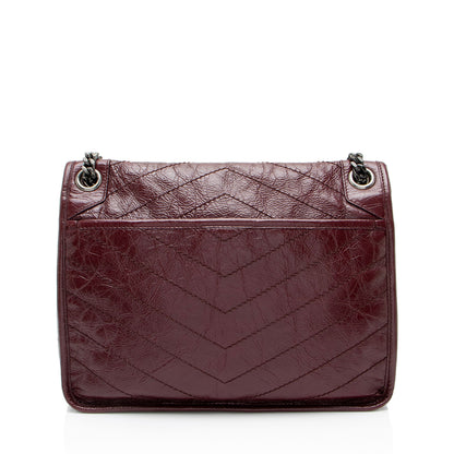 Saint Laurent Crinkled Calfskin Monogram Niki Medium Shoulder Bag