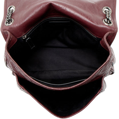 Saint Laurent Crinkled Calfskin Monogram Niki Medium Shoulder Bag