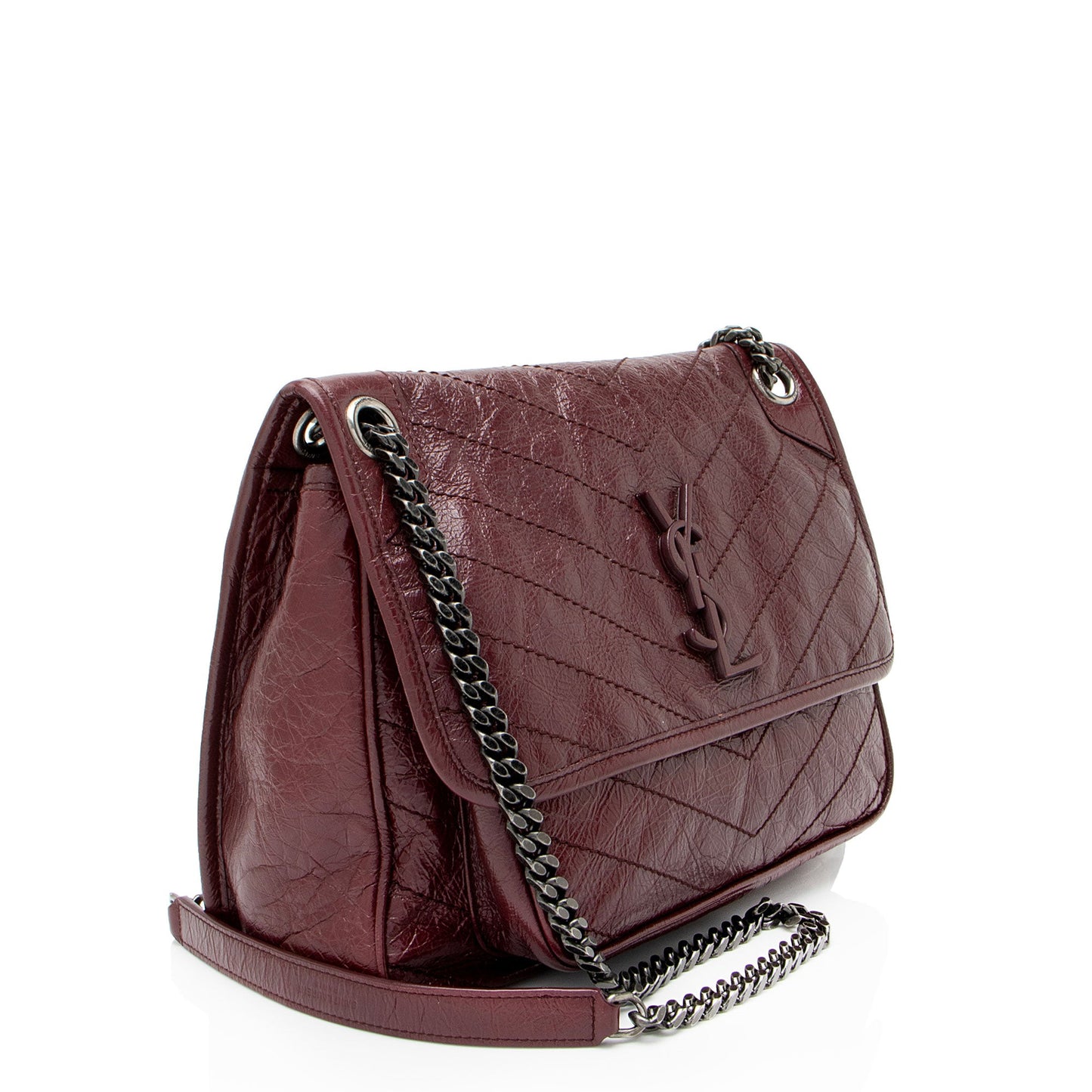 Saint Laurent Crinkled Calfskin Monogram Niki Medium Shoulder Bag