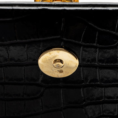 Saint Laurent Croc Embossed Leather Monogram Kate Tassel Clutch Handba