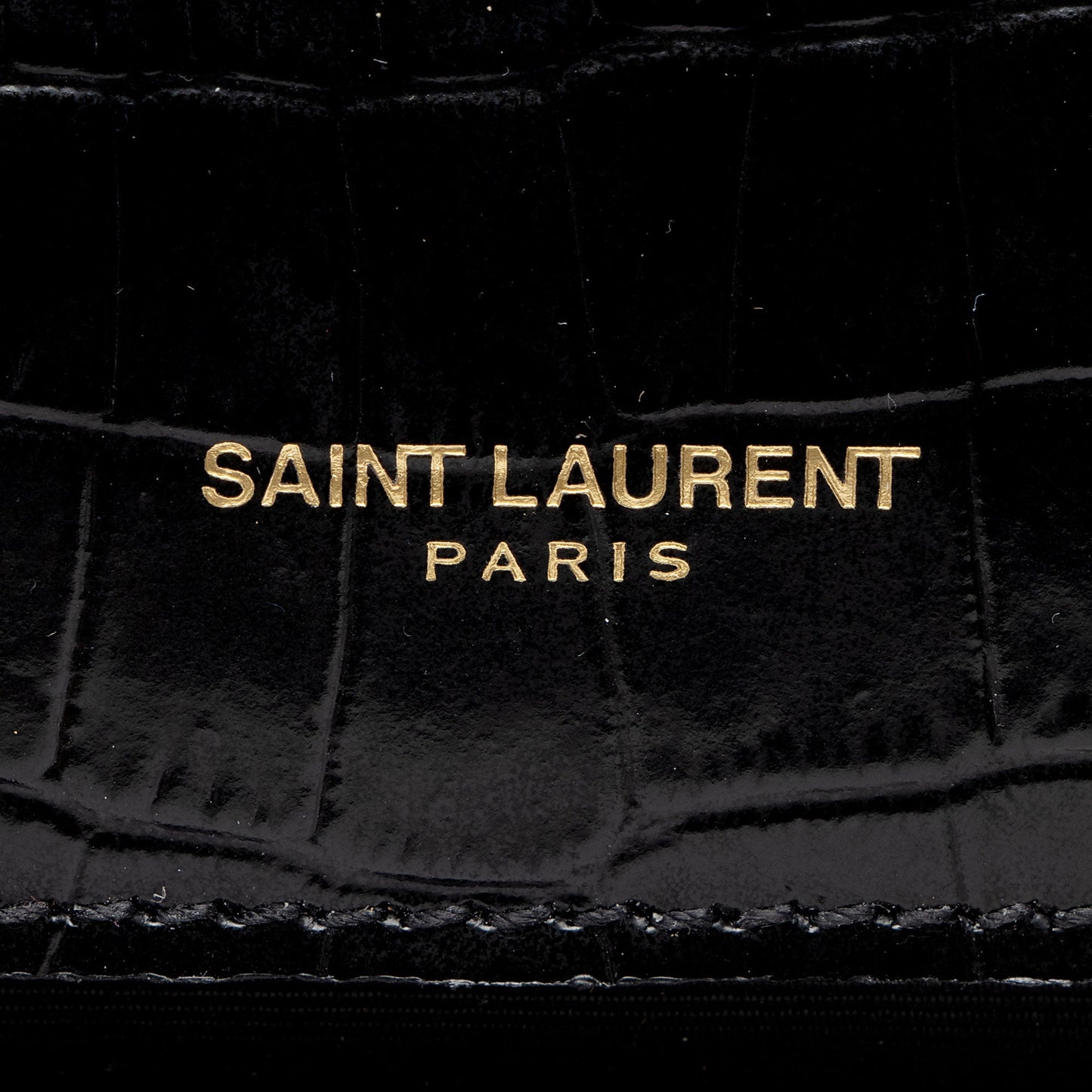 Saint Laurent Croc Embossed Leather Monogram Kate Tassel Clutch Handba