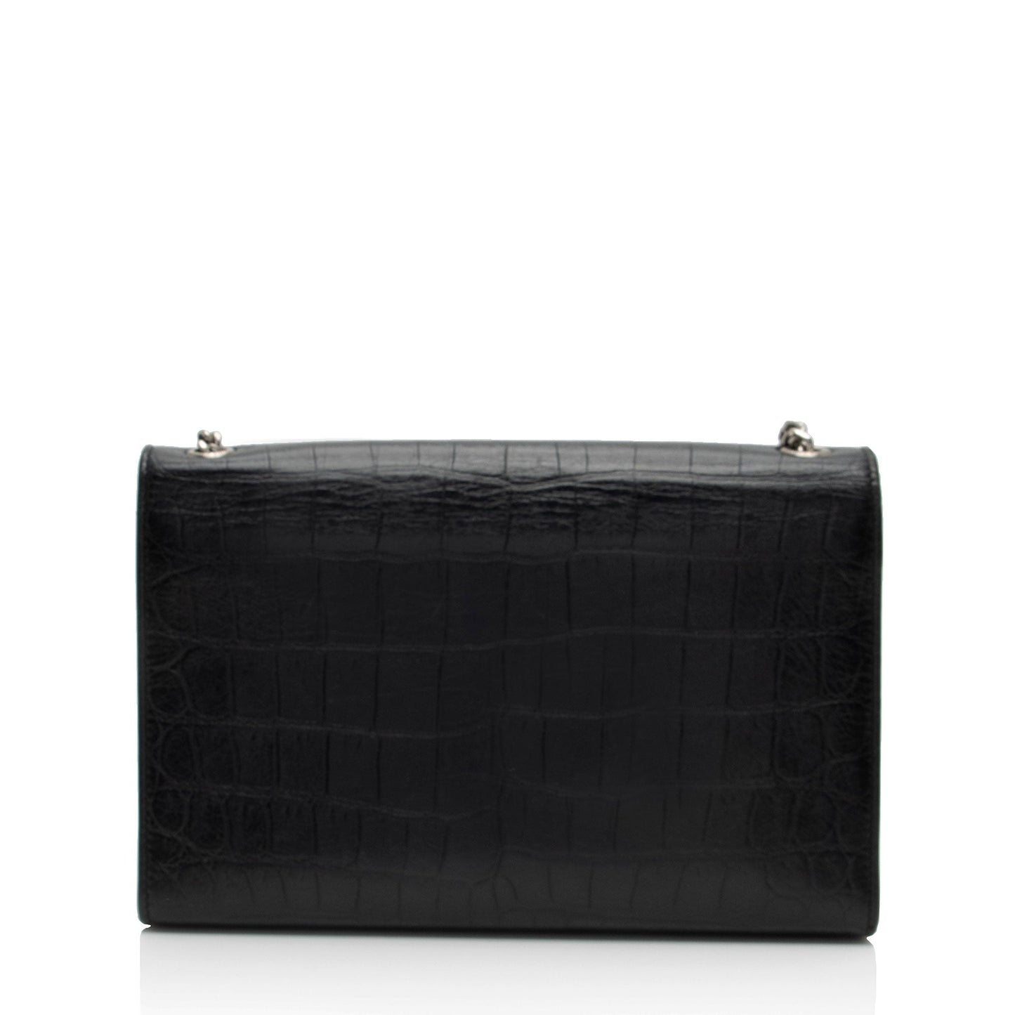 Saint Laurent Croc Embossed Leather Monogram Kate Tassel Medium Should