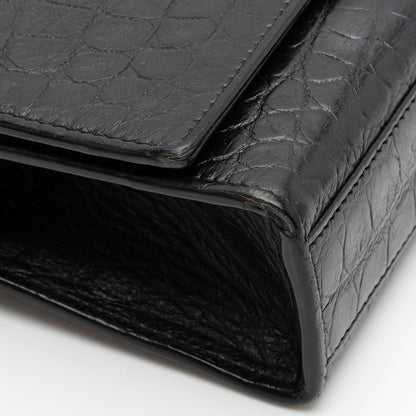 Saint Laurent Croc Embossed Leather Monogram Kate Tassel Medium Should