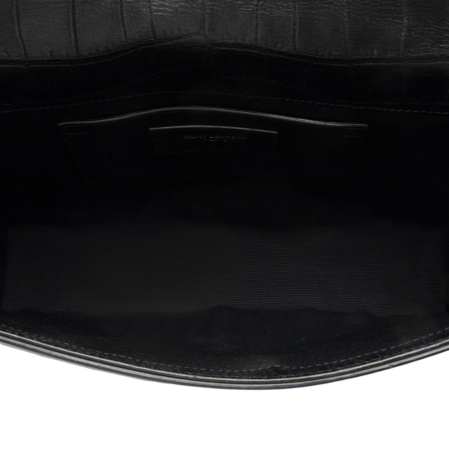 Saint Laurent Croc Embossed Leather Monogram Kate Tassel Medium Should