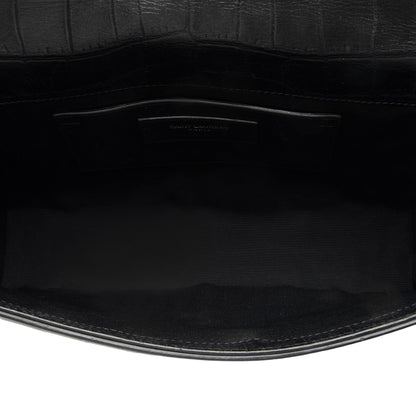 Saint Laurent Croc Embossed Leather Monogram Kate Tassel Medium Should