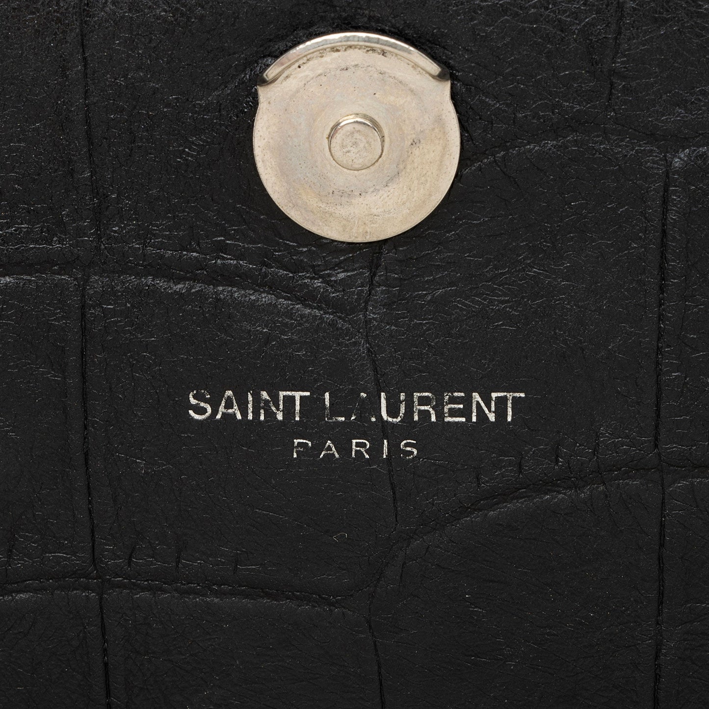 Saint Laurent Croc Embossed Leather Monogram Kate Tassel Medium Should