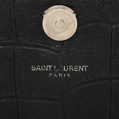 Saint Laurent Croc Embossed Leather Monogram Kate Tassel Medium Should