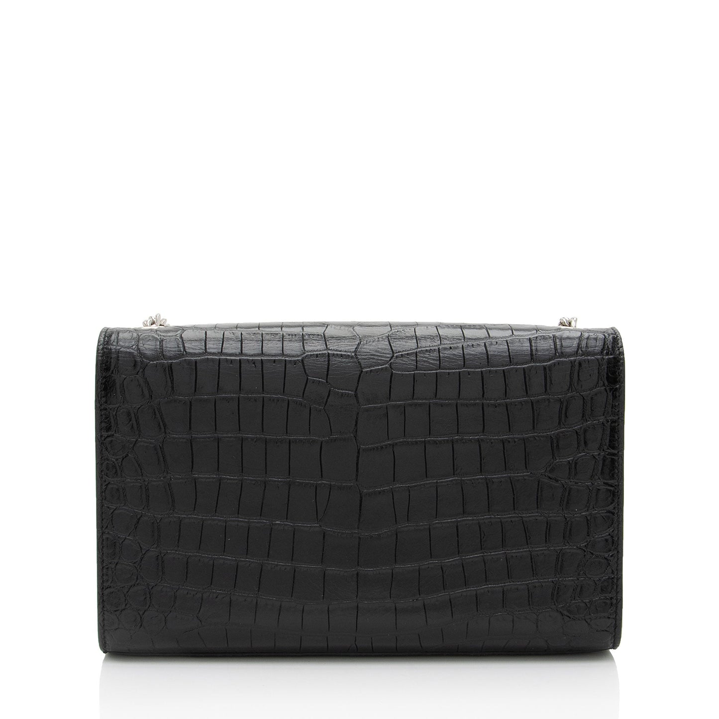 Saint Laurent Croc Embossed Leather Monogram Kate Tassel Medium Should