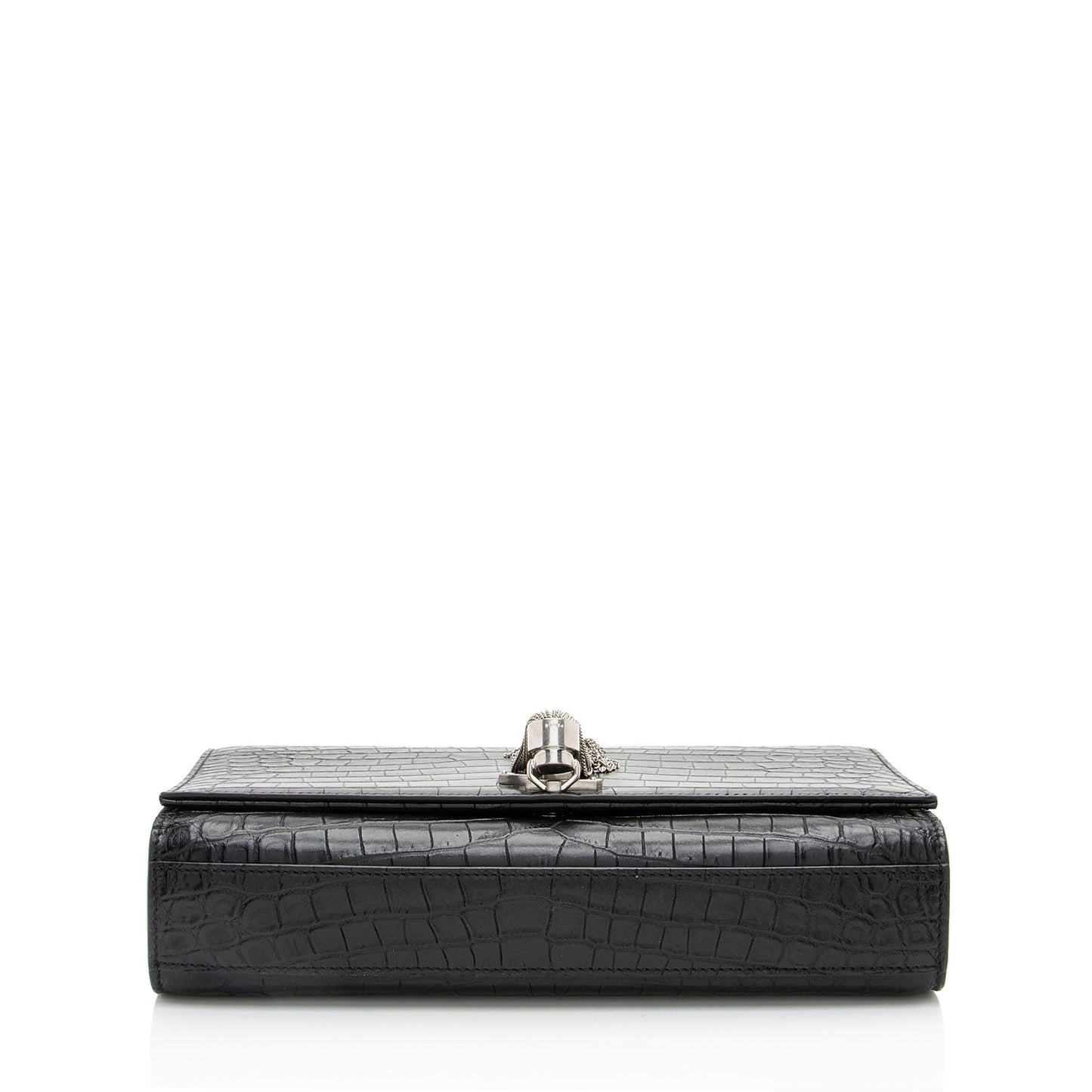 Saint Laurent Croc Embossed Leather Monogram Kate Tassel Medium Should