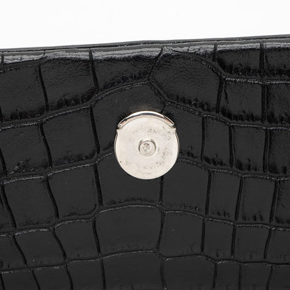 Saint Laurent Croc Embossed Leather Monogram Kate Tassel Medium Should