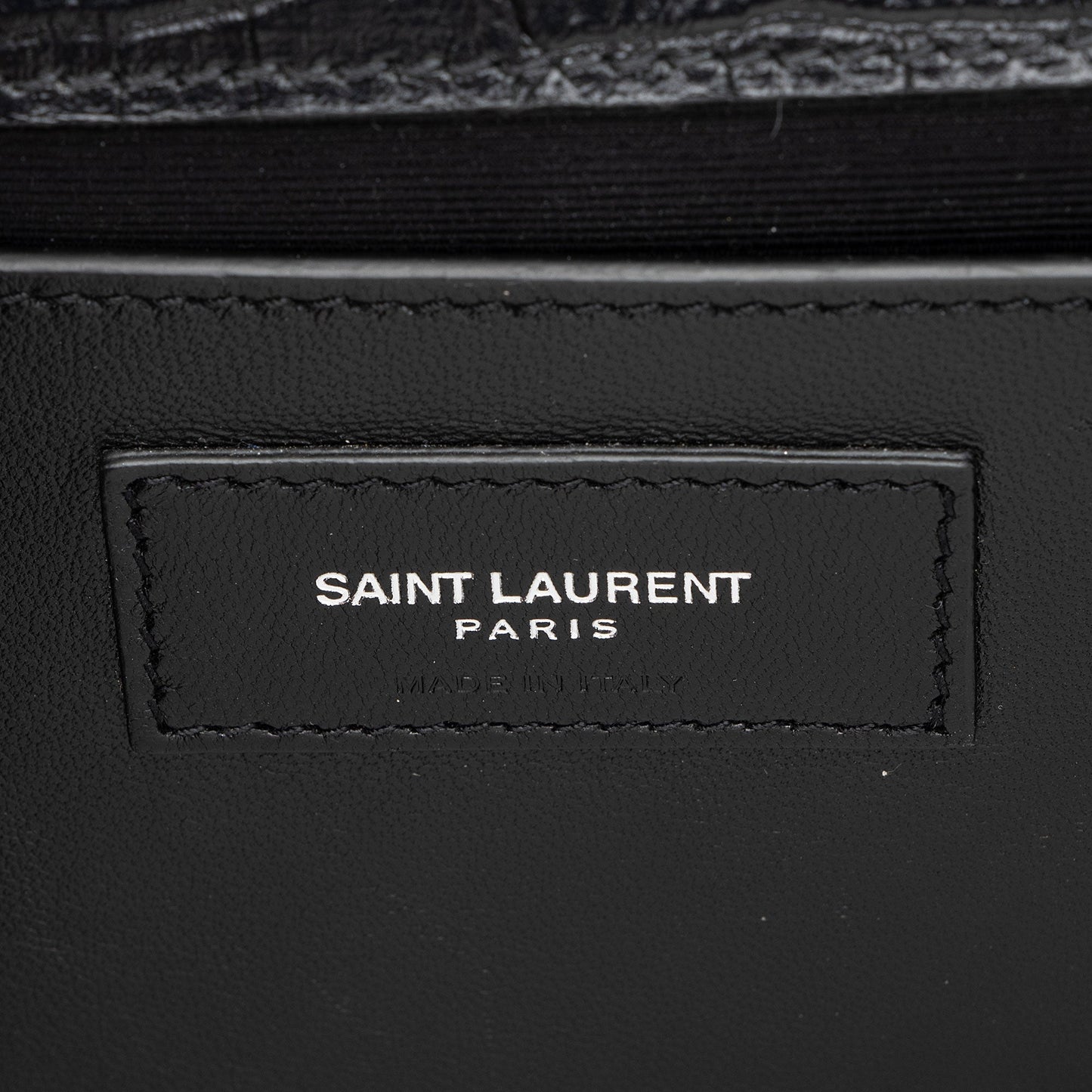 Saint Laurent Croc Embossed Leather Monogram Kate Tassel Medium Should