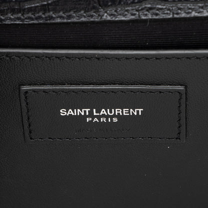 Saint Laurent Croc Embossed Leather Monogram Kate Tassel Medium Should