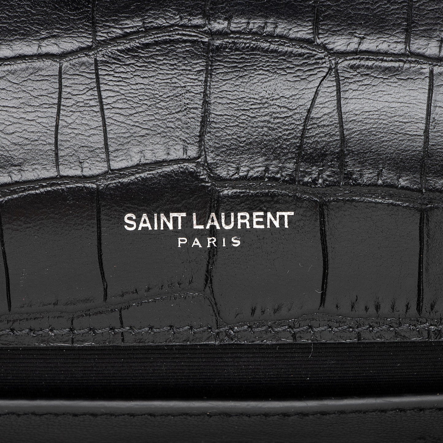 Saint Laurent Croc Embossed Leather Monogram Kate Tassel Medium Should