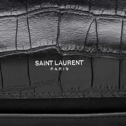 Saint Laurent Croc Embossed Leather Monogram Kate Tassel Medium Should