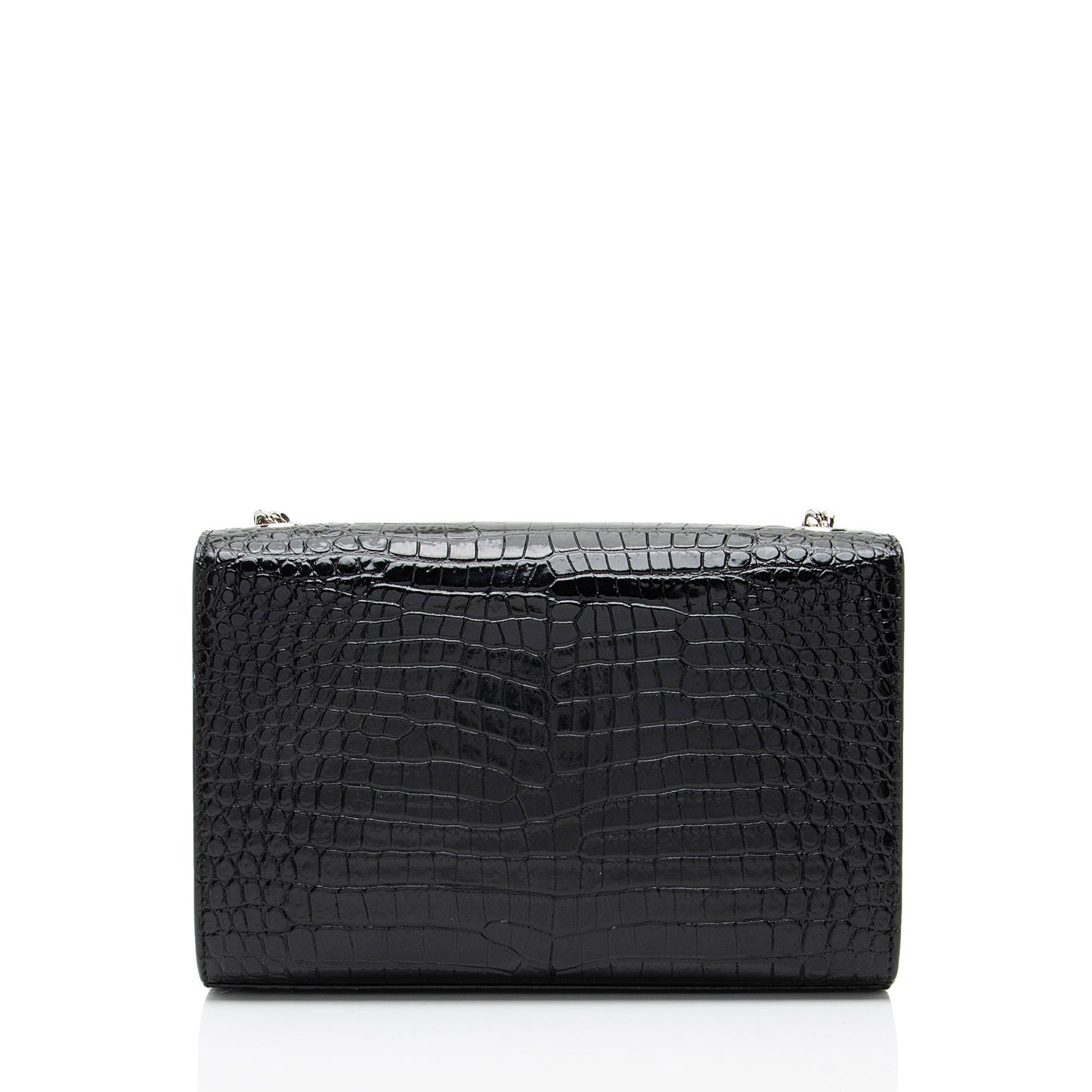 Saint Laurent Croc Embossed Leather Monogram Kate Tassel Small Shoulde