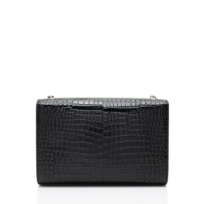Saint Laurent Croc Embossed Leather Monogram Kate Tassel Small Shoulde