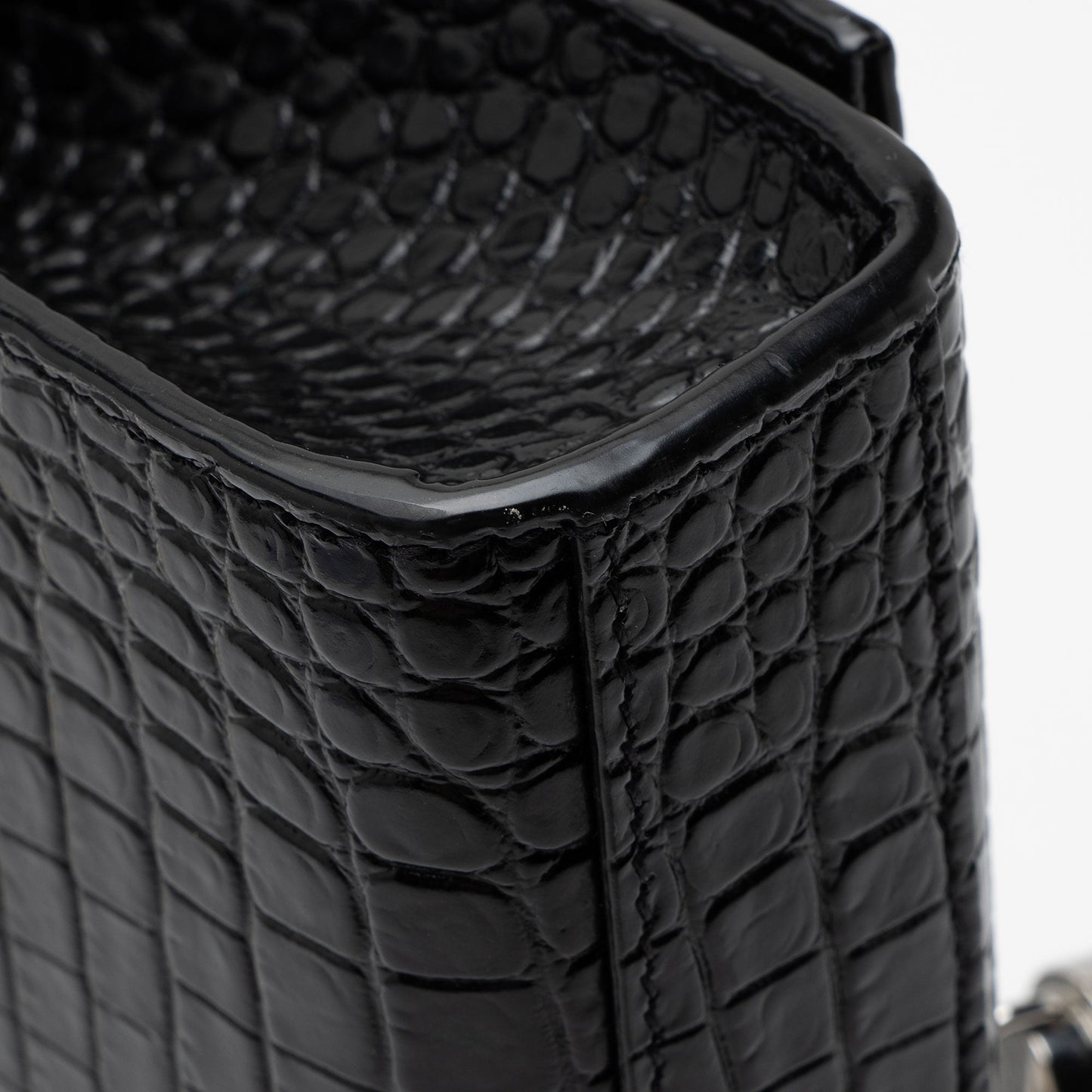 Saint Laurent Croc Embossed Leather Monogram Kate Tassel Small Shoulde