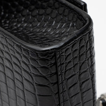 Saint Laurent Croc Embossed Leather Monogram Kate Tassel Small Shoulde