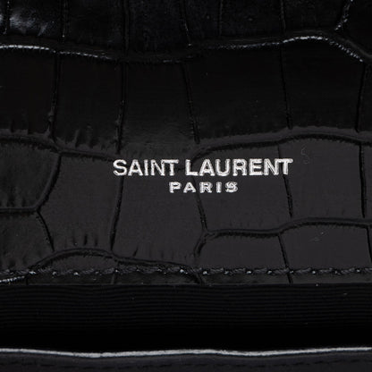 Saint Laurent Croc Embossed Leather Monogram Kate Tassel Small Shoulde